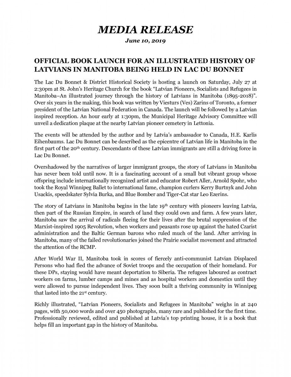 Lac du & District Historical Society Working in the present